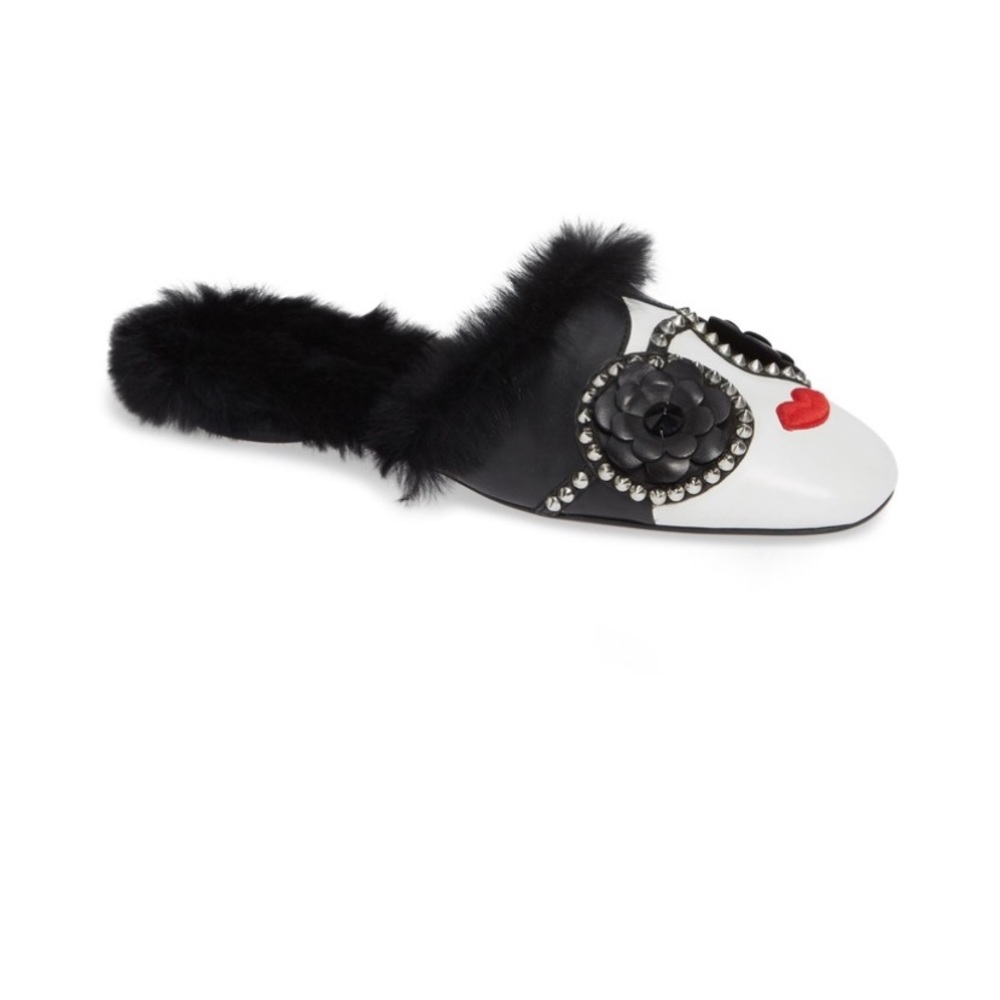 Face fur mules